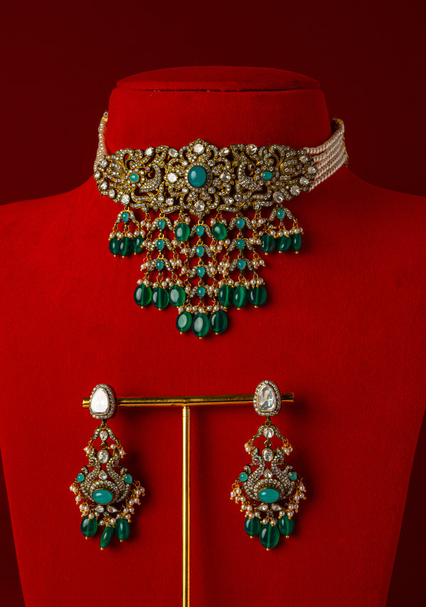 Pallavi Victorian Choker With Earrings