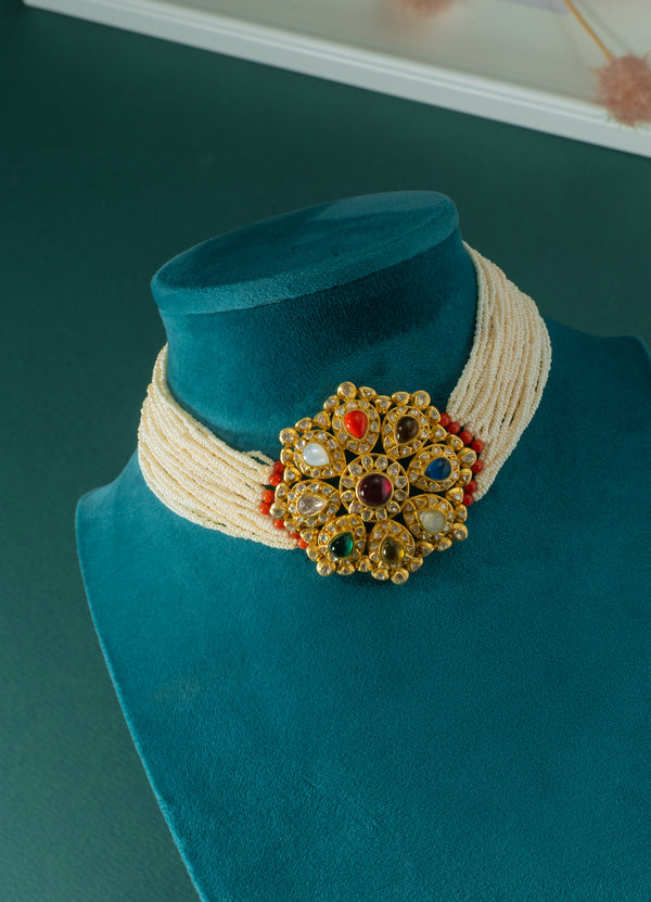 Navratna Mossanite Choker