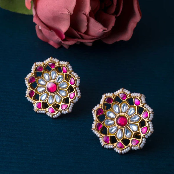 Ishira Ruby Kundan Studs.