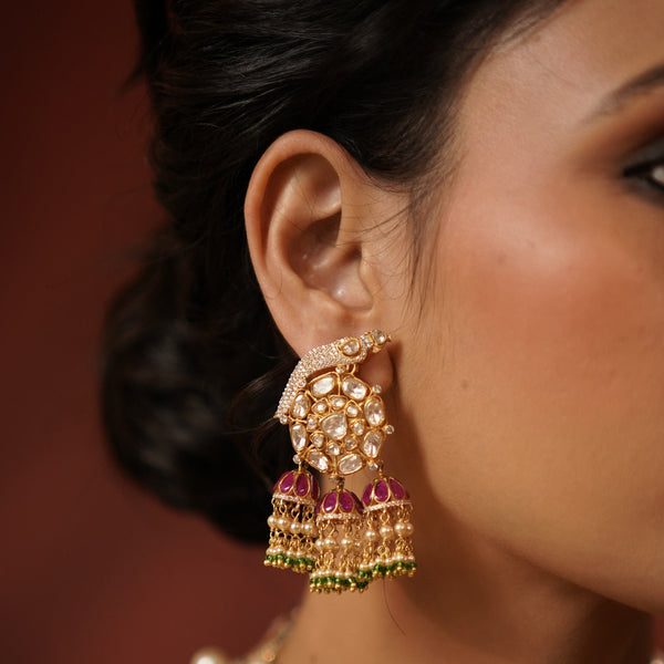 Regal peacock emerald earrings