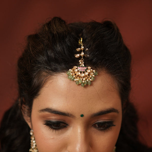 Lotus Bloom Moissanite Maang Tikka.