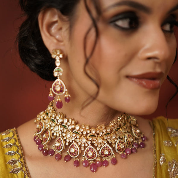 Grand Ruby and polki choker set