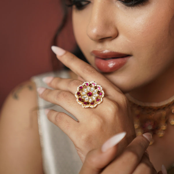 Kamya Kundan Blossom Ring