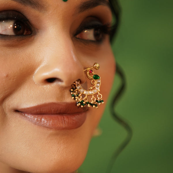 Mayura Kundan Nose Pin