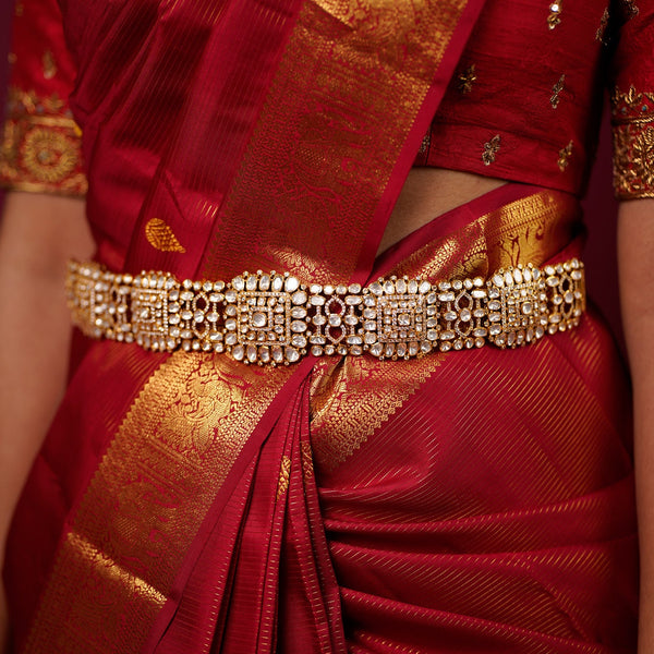 Exquisite Mossanite Polki Vaddanam9(includes back belt)