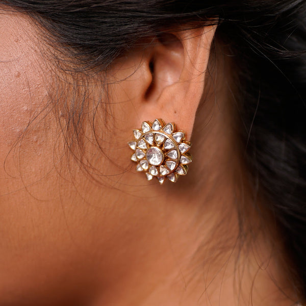 Classic polki mossanite earrings
