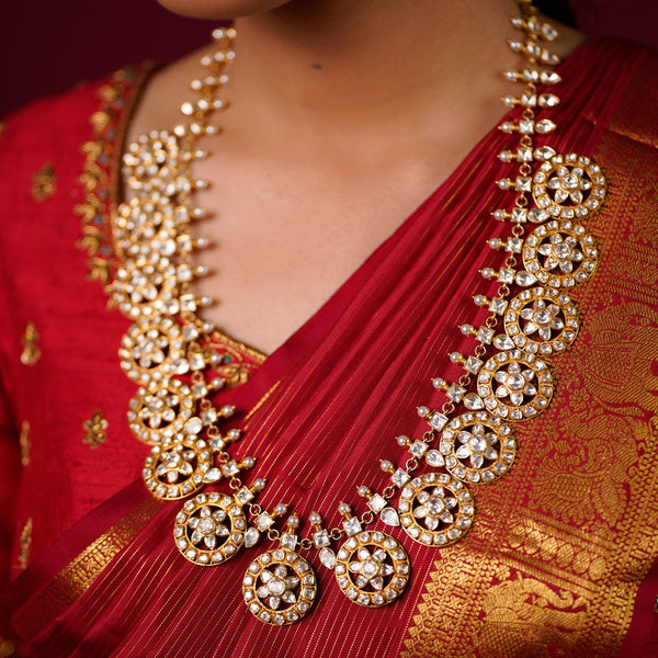 Exquisite Mossanite Polki Bottu Maala