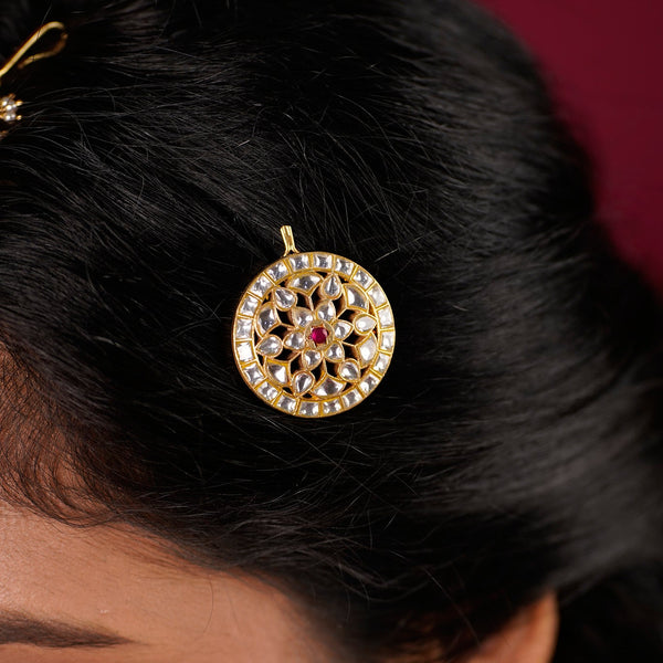 Chandra-Surya Kundan Hair Pins