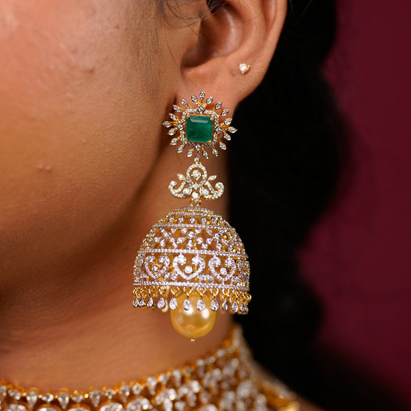 Regal Zircon Jhumka Earrings