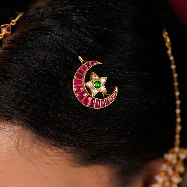 Kundan Sun & Moon Hair Pins (Surya-Chandra)
