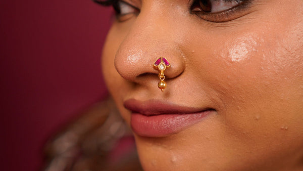 The "Ratna" Kundan Drop Nose Pin