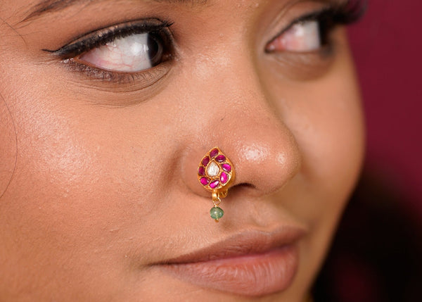 The "Pushpa" Kundan Drop Nose Pin