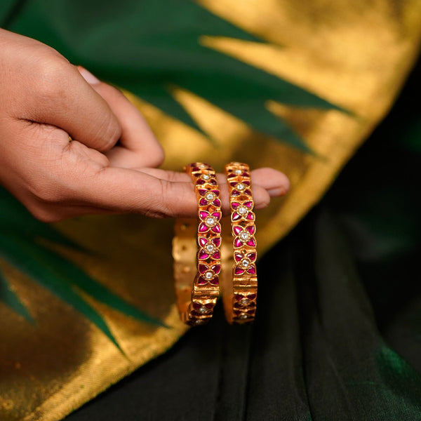 The "Vibhuti" Kundan Ruby Statement Bangles pair