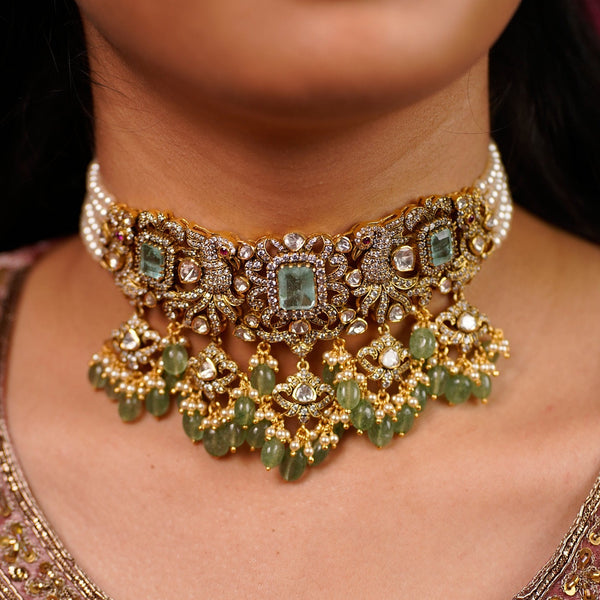 Russian emerald peacock choker