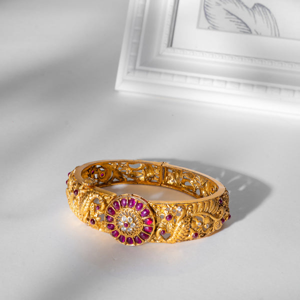 Rudraksha Nakshi Ruby Kundan bracelet