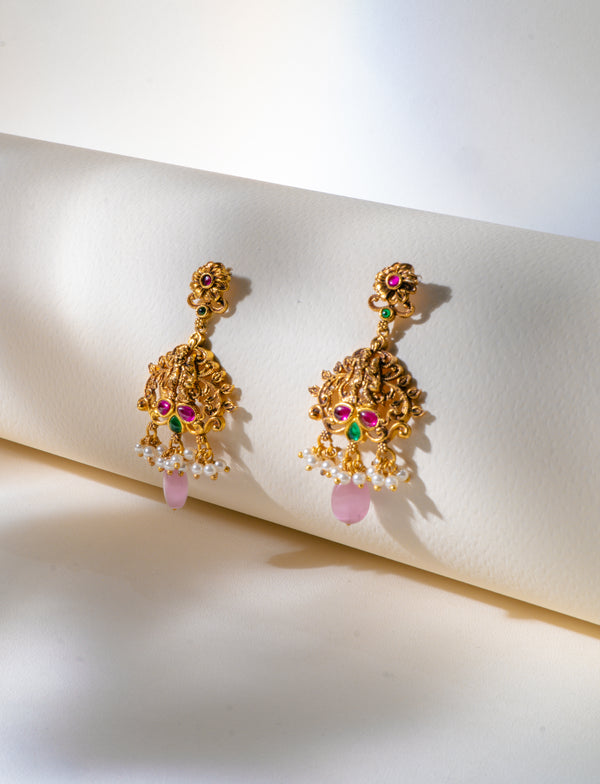 Kavya Kundan Temple Earrings