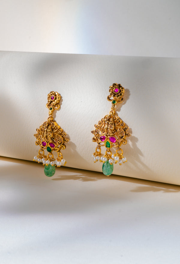 Aaradhya Temple Kundan Earrings