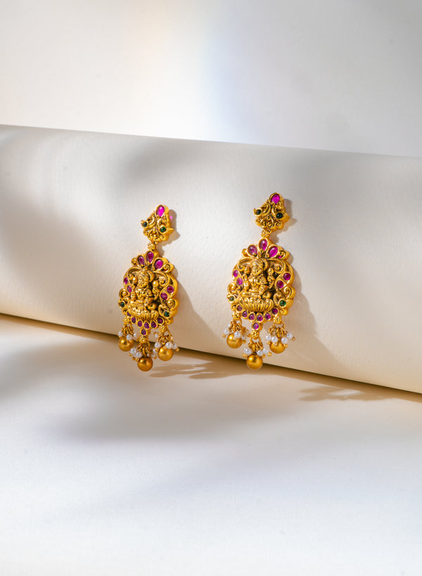 Tanvi Crimson Temple Earrings