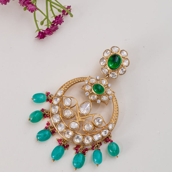 Chandbali style mossanite pendant