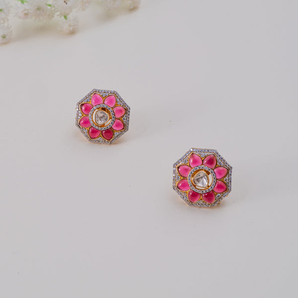 Floral Ruby mossanite earrings