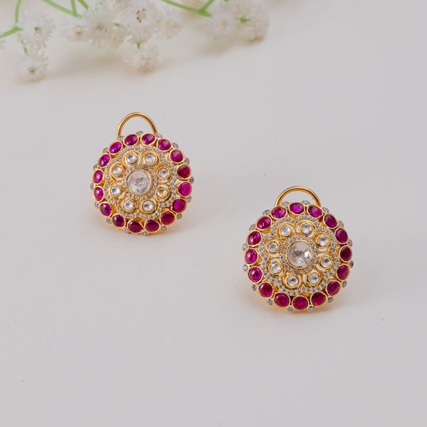 Ruby halo earrings