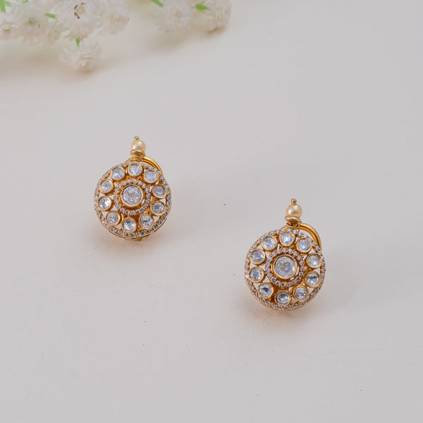Round mossanite polki earrings