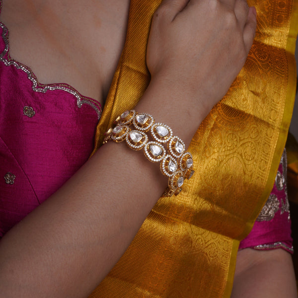 Zarina Moissanite Halo Bangles (Pair)