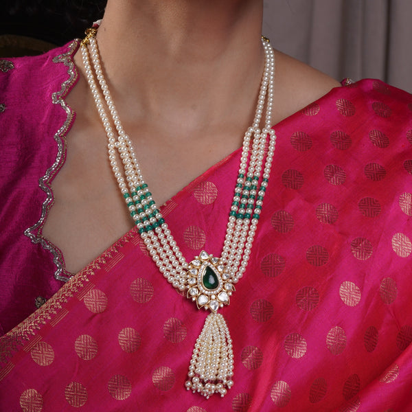 Emerald Pearl Cascade Necklace Set